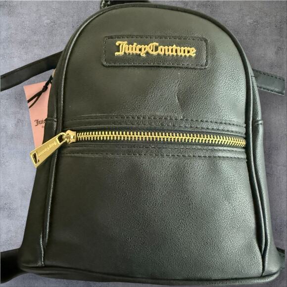 Juicy Couture Mini Backpack Black Faux Leather Gold Hardware New with Tags - Picture 2 of 8